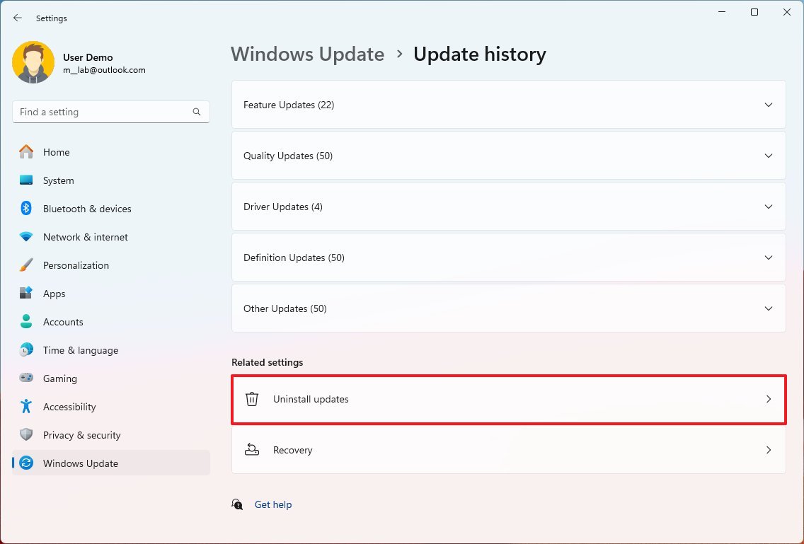 Windows 11 uninstall updates