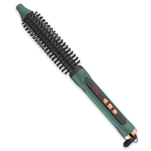Bangmeng Mini Thermal Round Brush, 1/2 Inch Barrel Volume Heat Styling Brush for Men and Women Short Thin Curly Straight Hair, Heated Curling Iron,12 Temperature Setting (1.1 Inch With Bristles)