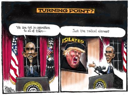 Obama cartoon U.S. Terror Address ISIL Donald Trump