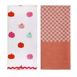 2pk Multi Pumpkin Printed and Jacquard Dish Towel