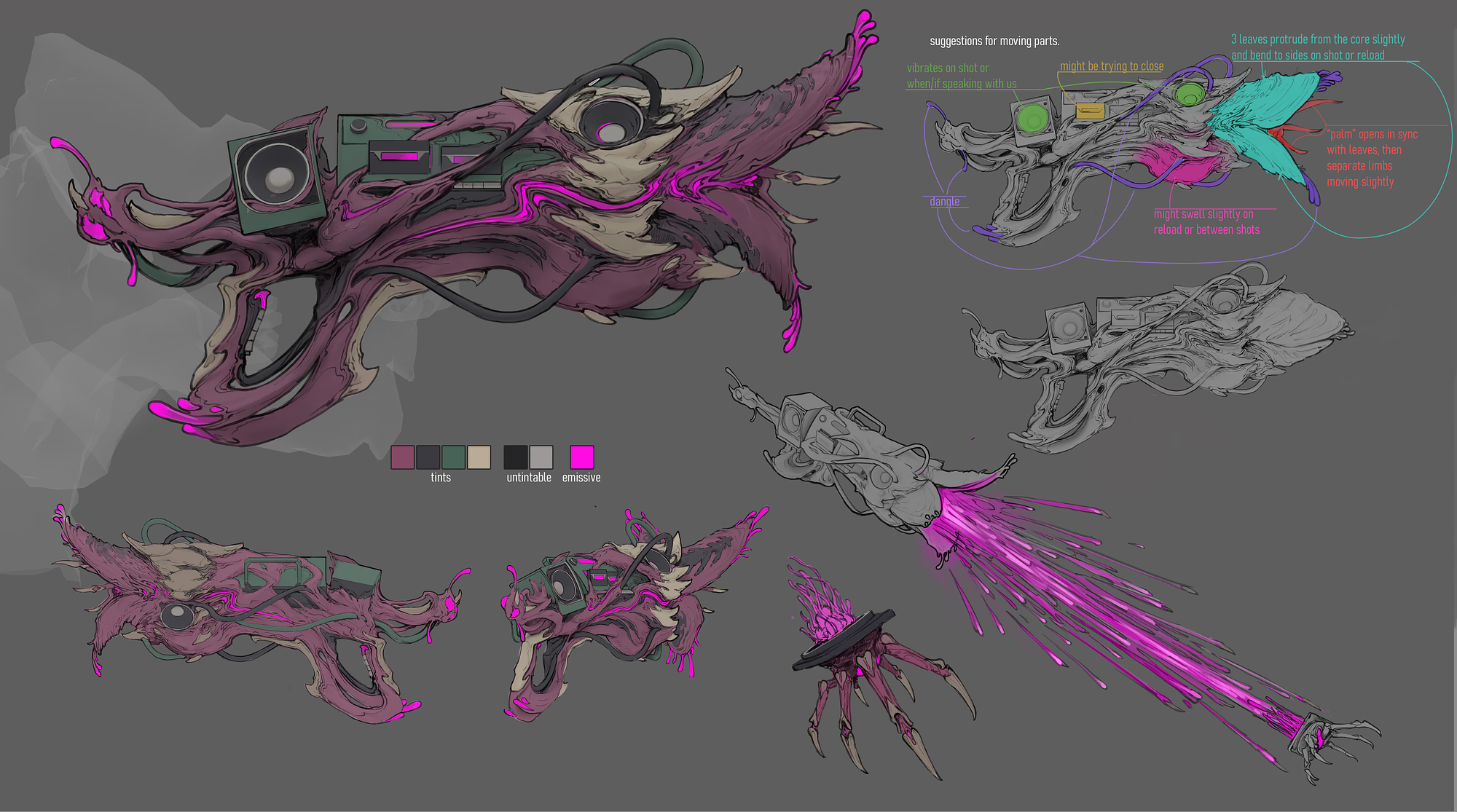 Concept art of an infested weapon from Warframe.