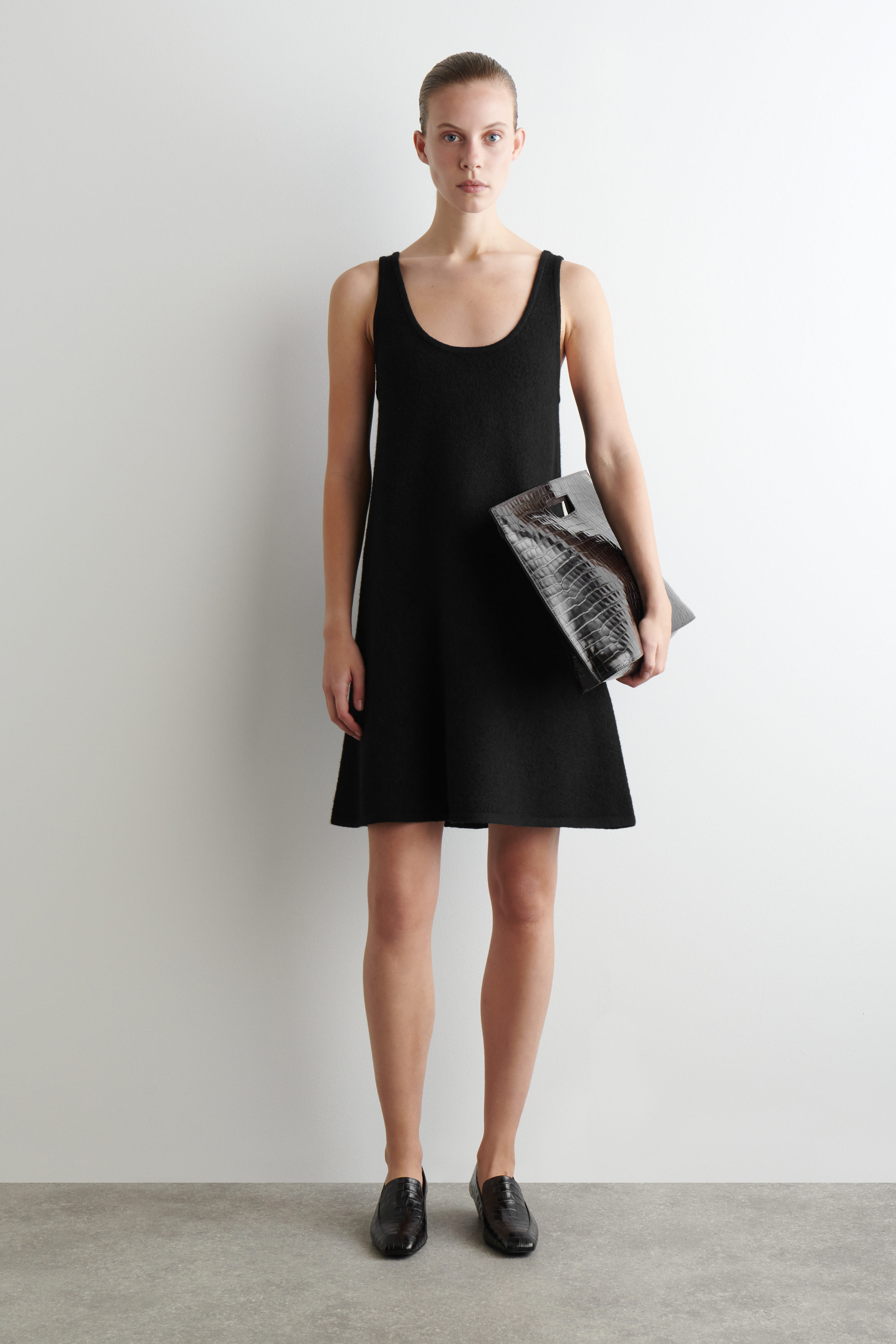 Boiled-Wool A-Line Mini Dress