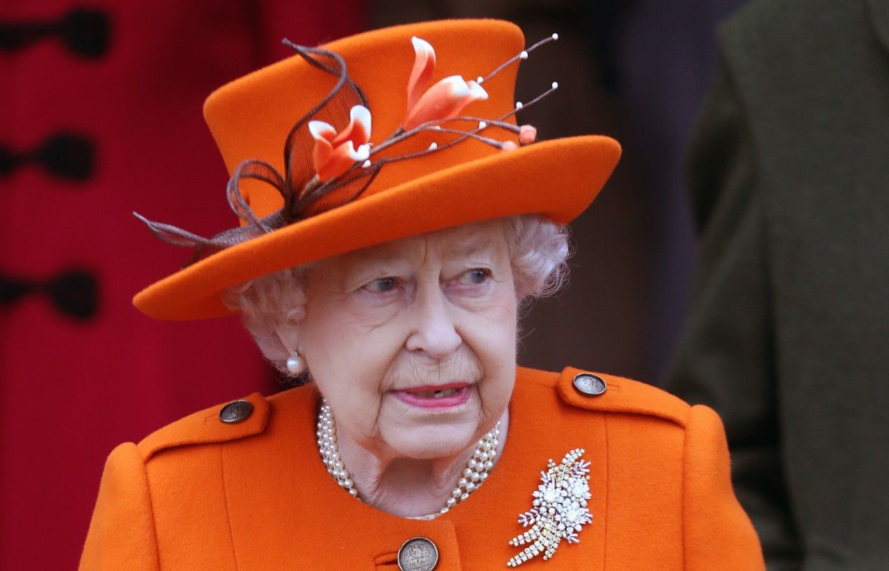 Queen Elizabeth II attends Christmas Day Church service at Church of St Mary Magdalene on December 25