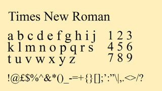 Black text displaying the serif font Times New Roman on a beige background.