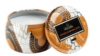 Pumpkin spice scented candle with decorative tin