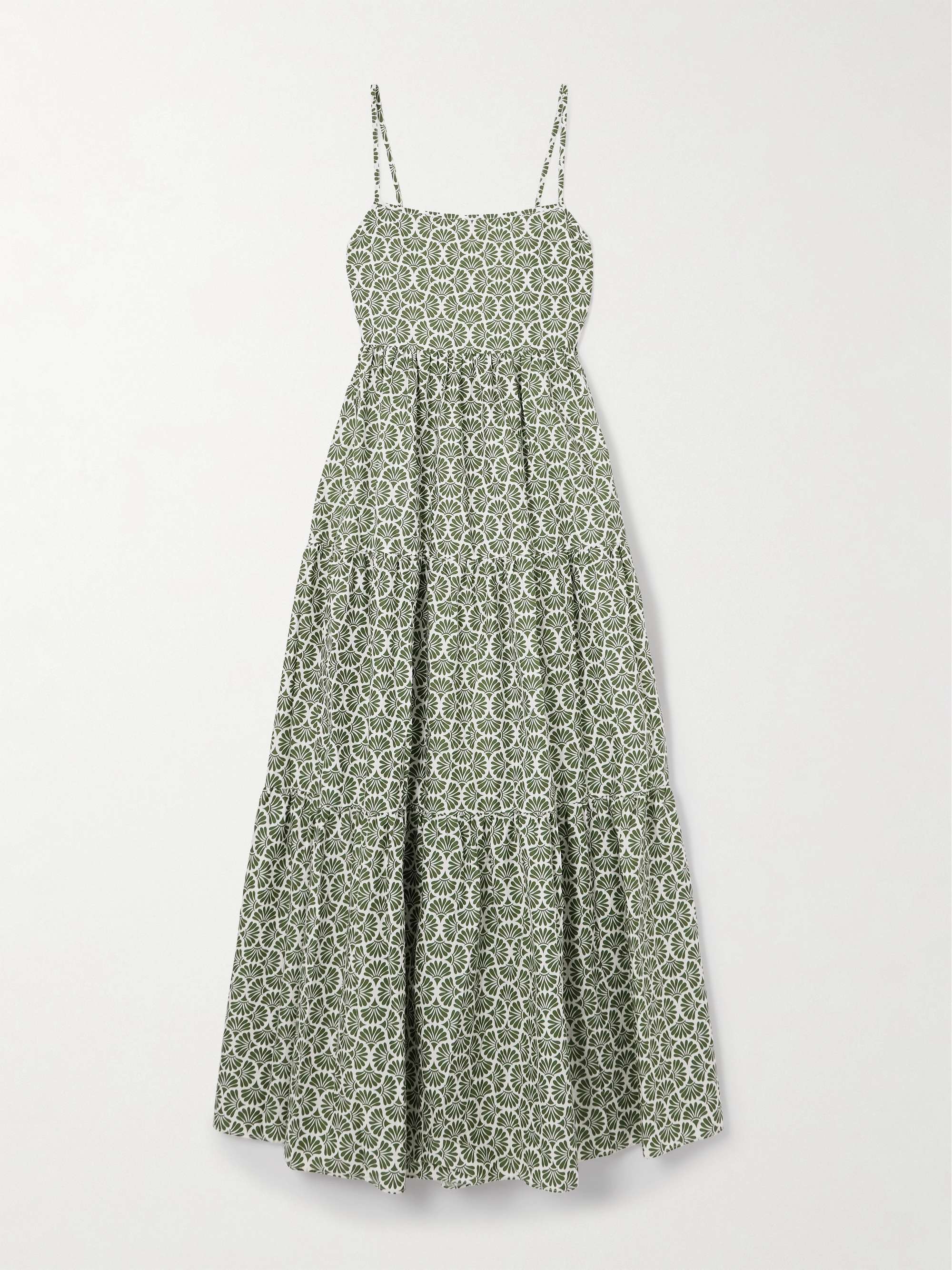 Tiered Floral-Print Organic Cotton Maxi Dress