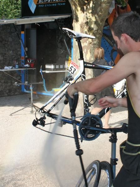 High-pressure washers blast off dirt and grime but unless you plan on adopting a ProTour-like maintenance schedule, consumers should exercise caution in where they direct the hose when washing their own bikes.