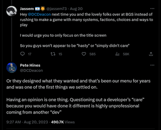 Or they designed what they wanted and that’s been our menu for years and was one of the first things we settled on. Having an opinion is one thing. Questioning out a developer’s “care” because you would have done it different is highly unprofessional coming from another “dev”