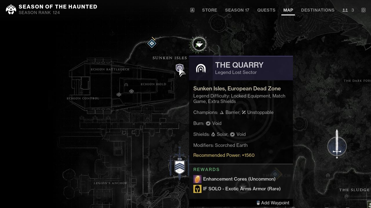Destiny 2 The Quarry location on EDZ map