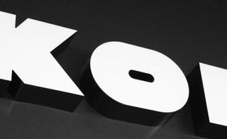 Detail view of branding, letter KOI