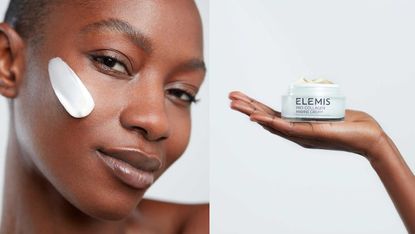 Model holding Elemis cream