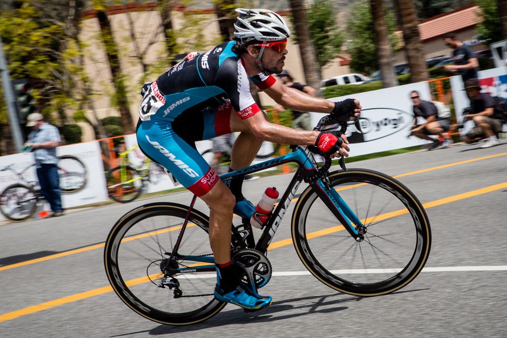 Ruben Campanioni (Jamis) goes solo after dropping his breakaway companions