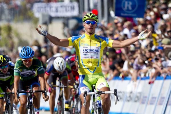 Peter Sagan (Liquigas-Cannondale) celebrates his victory in Santa Cruz