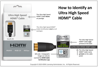 An explanation on identifying an Ultra High Speed HDMI Cable.