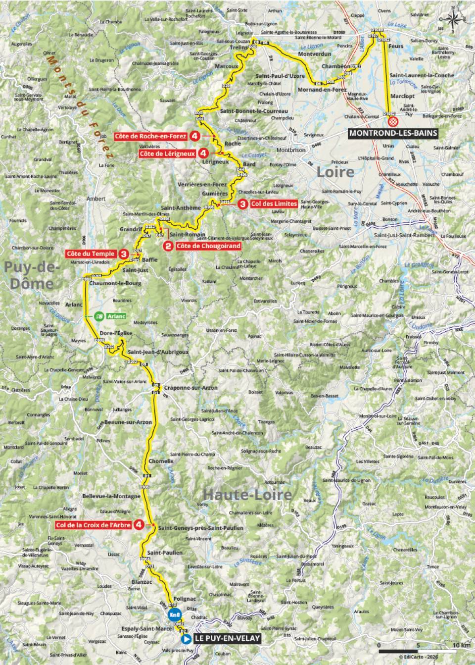 The map of stage 4 at the Tour Auvergne-Rh&amp;ocirc;ne-Alpes