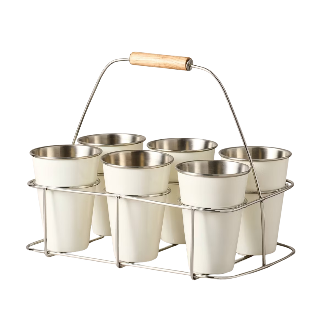 Metal and Rubberwood Caddy Sour Cream - Hearth U0026#38; Handu0026#8482; With Magnolia