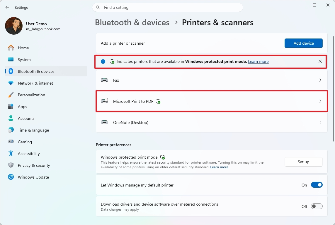 Windows Protected Print mode new icons
