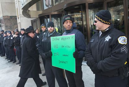 Chicago protesters demonstrate after the police shooting death of Quintonio LeGrier