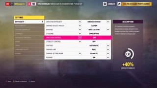 Forza Horizon 5 Drift Zones assists with traction and stability control off