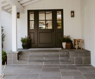 paved front porch and steps