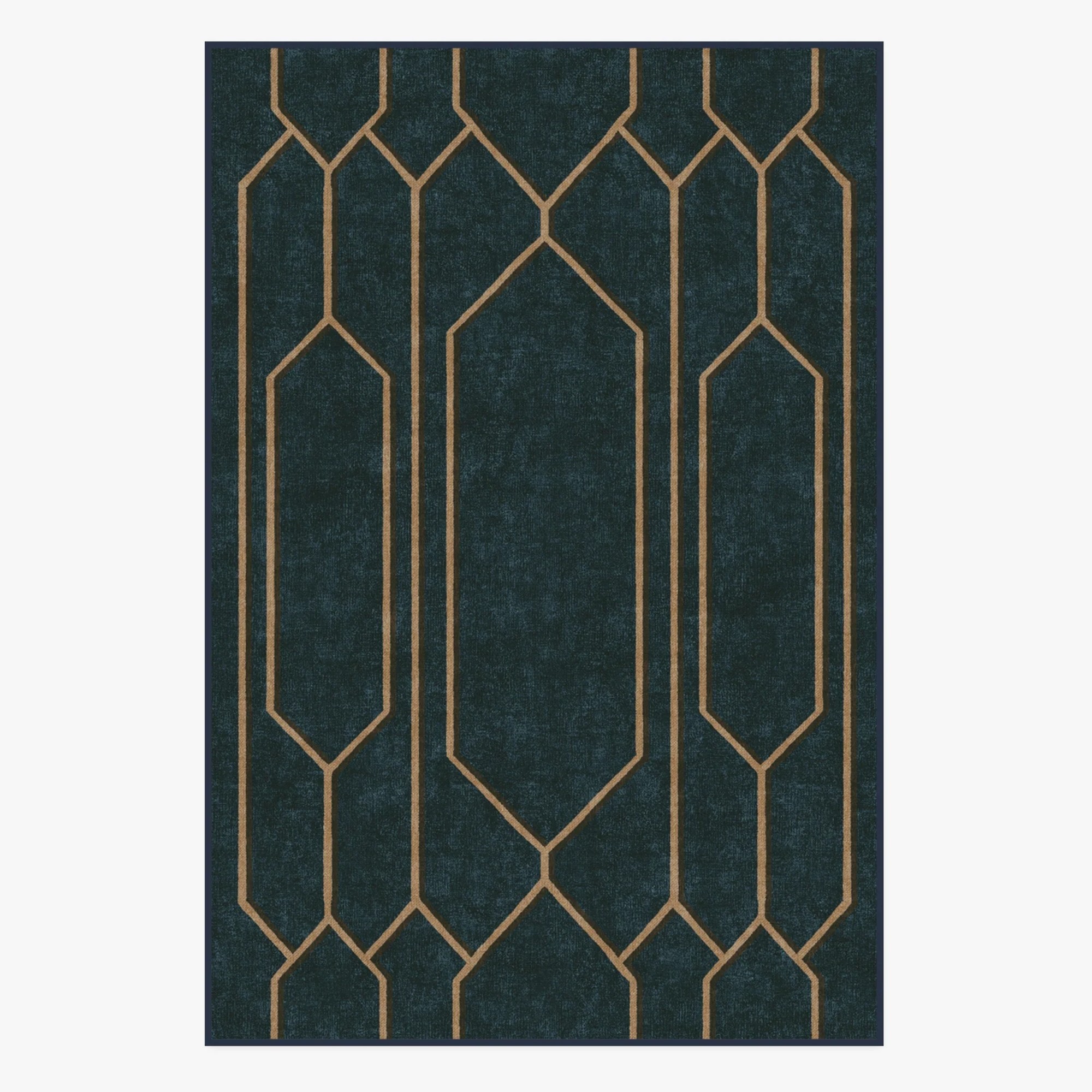 Ruggable The Hiltons Bryant Marine Blue & Gold Flatwoven Rug