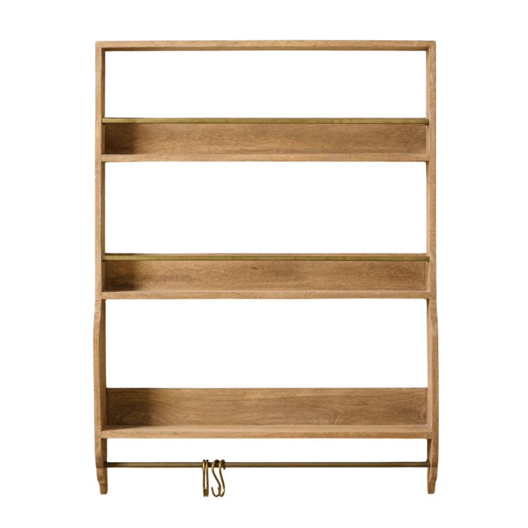 Hannon Wood and Brass Display Shelf