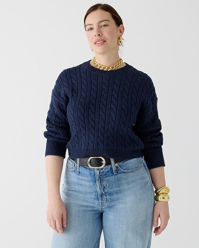 Cable-Knit Cropped Sweater