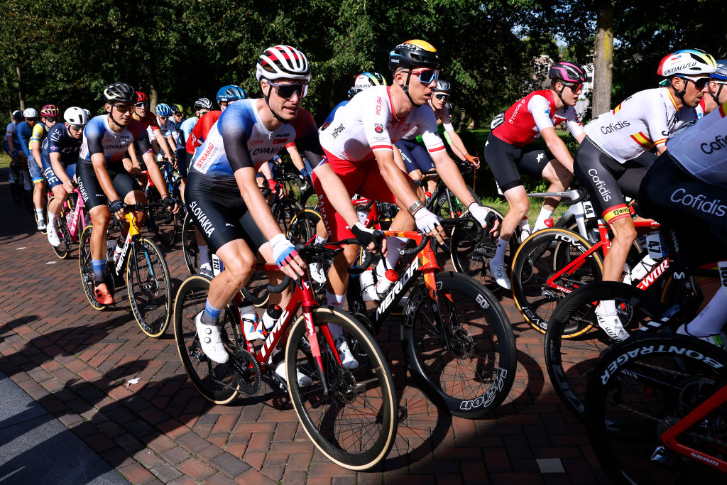 ASSEN NETHERLANDS SEPTEMBER 24 LR Marek Canecky of Slovakia and Filip Maciejuk of Poland prior to the 29th UEC Road Cycling European Championships 2023 Elite Mens Road Race a 1998km one day race from Assen to Col du VAM UCIWT on September 24 2023 in Assen Netherlands Photo by Bas CzerwinskiGetty Images