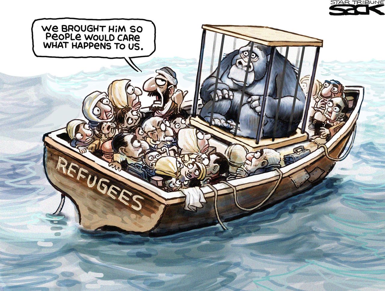 Editorial Cartoon U.S. Refugees Gorilla 2016