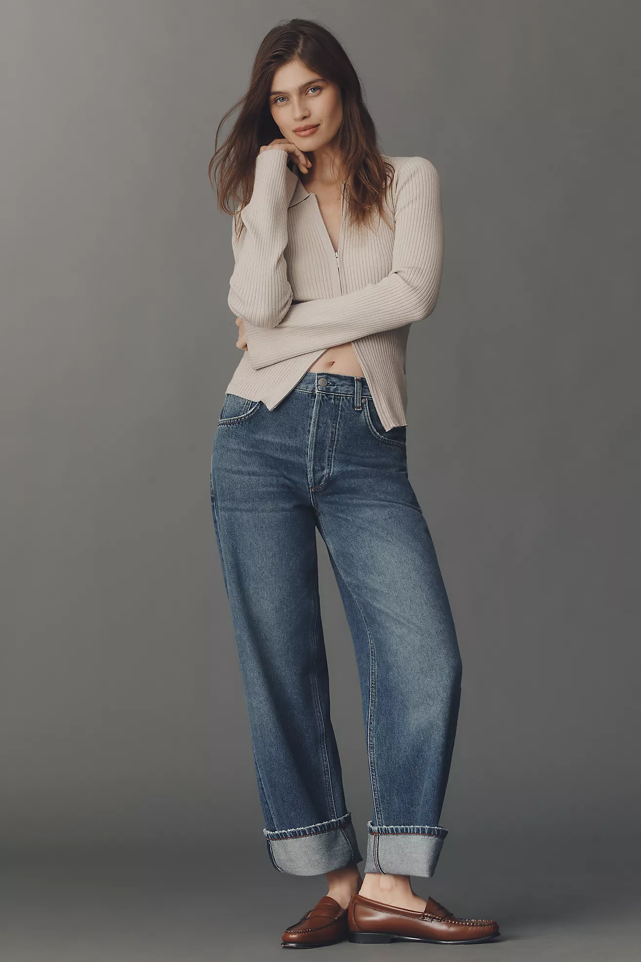 Pilcro Baggy Beau Boyfriend Mid-Rise Relaxed Jeans