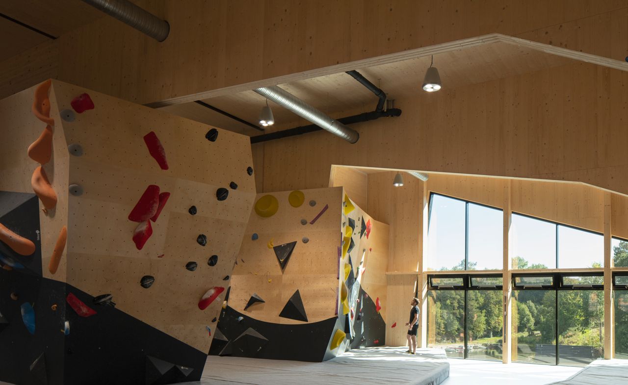 timber climbing wall