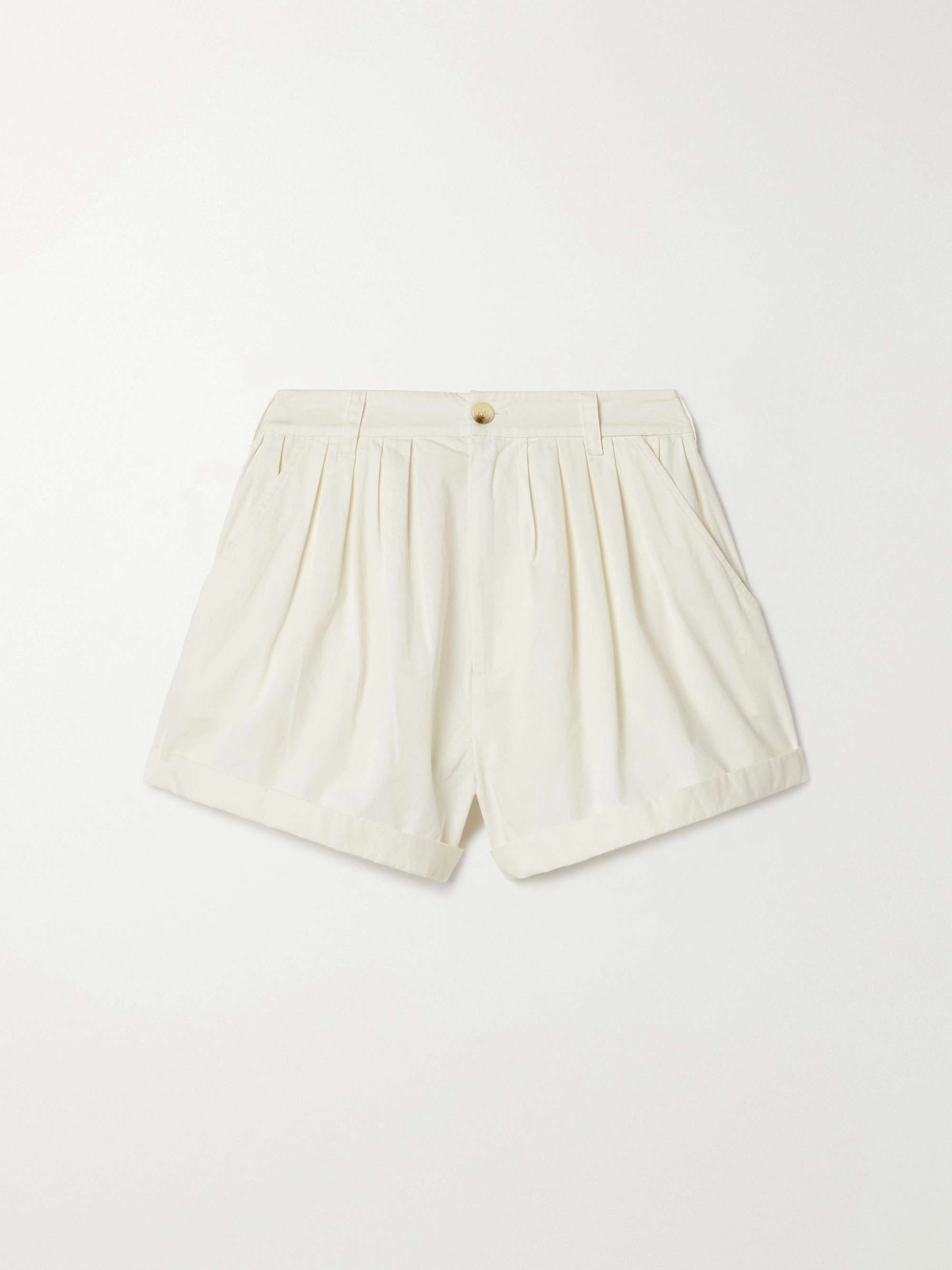 Paige Pleated Organic Cotton-Poplin Shorts