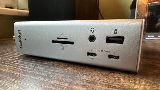 CalDigit TS4 Thunderbolt 4 dock on a wooden desk