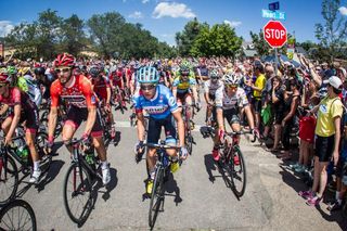 Tom Danielson and Serghei Tvetcov take off for stage 7 of the USA Pro Challenge
