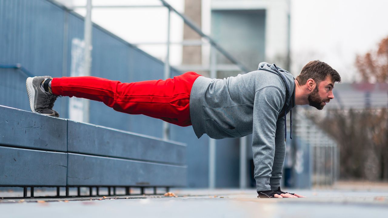 Man doing an elevated push up