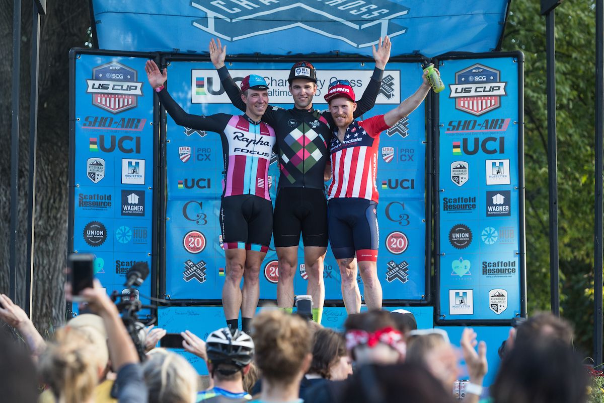 Jeremy Powers, Tobin Ortenblad and Stephen Hyde on the podium in Baltimore