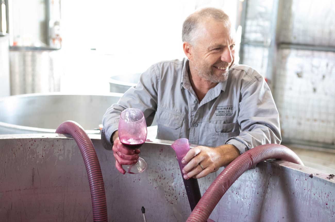 Jason Schwarz in the winery