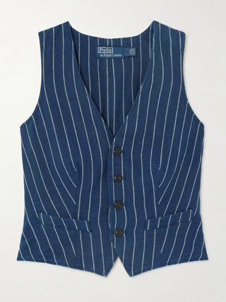 Pinstriped Linen and Cotton-Blend Twill Vest