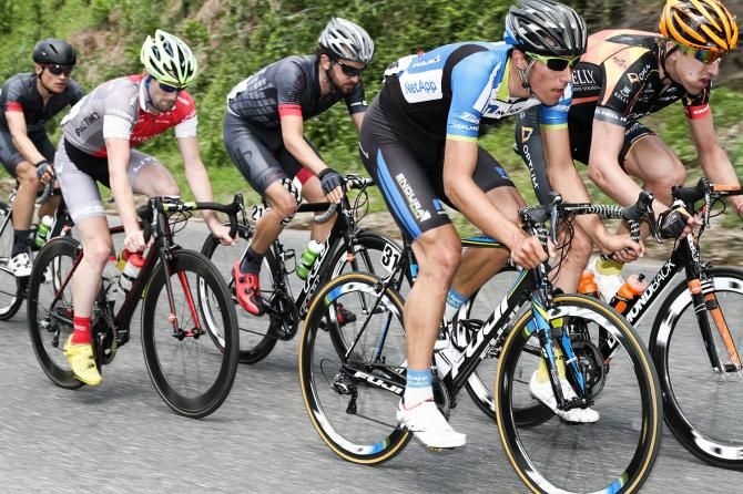 Slovak pro tour rider Blaz Jarc (Team Netapp-Endura) takes a turn at the front of the break