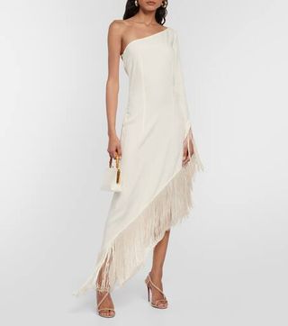 Aventador Fringed One-Shoulder Midi Dress