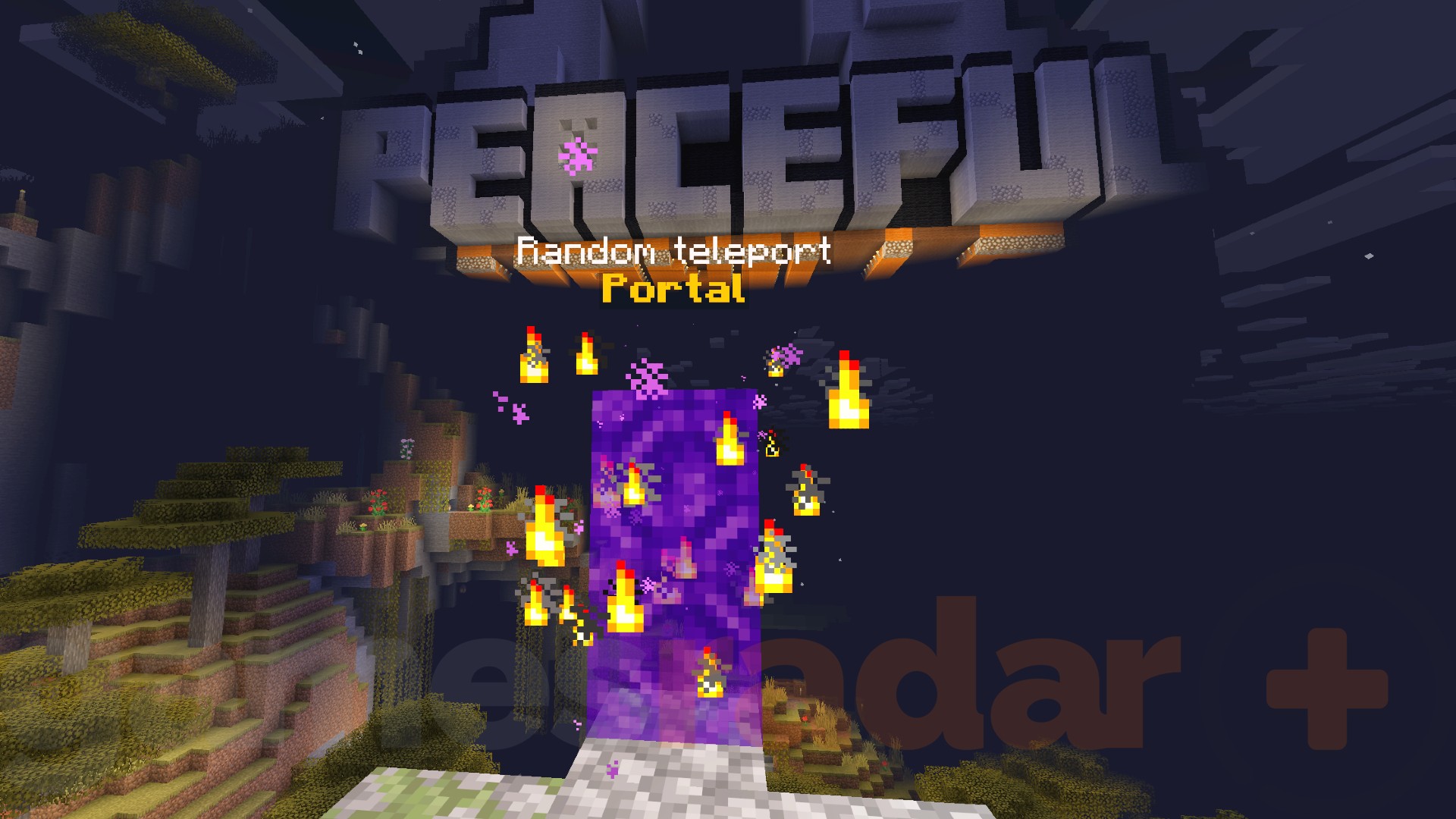 The random teleport portal in Peaceful Vanilla Club, one of the best Java Minecraft servers.