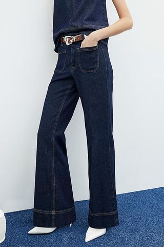 River Island Indigo High Waisted Pocket Wide Leg Jeans