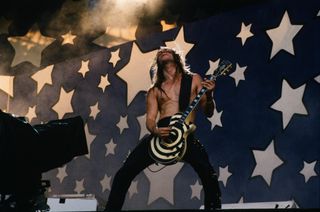 Zakk Wylde performs onstage with Ozzy Osbourne at Luzhniki Stadium in Moscow in August 1989