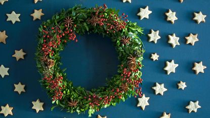 decorated boxwood wreath