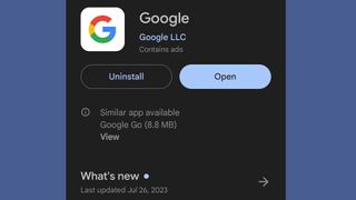Google app updated on Play Store