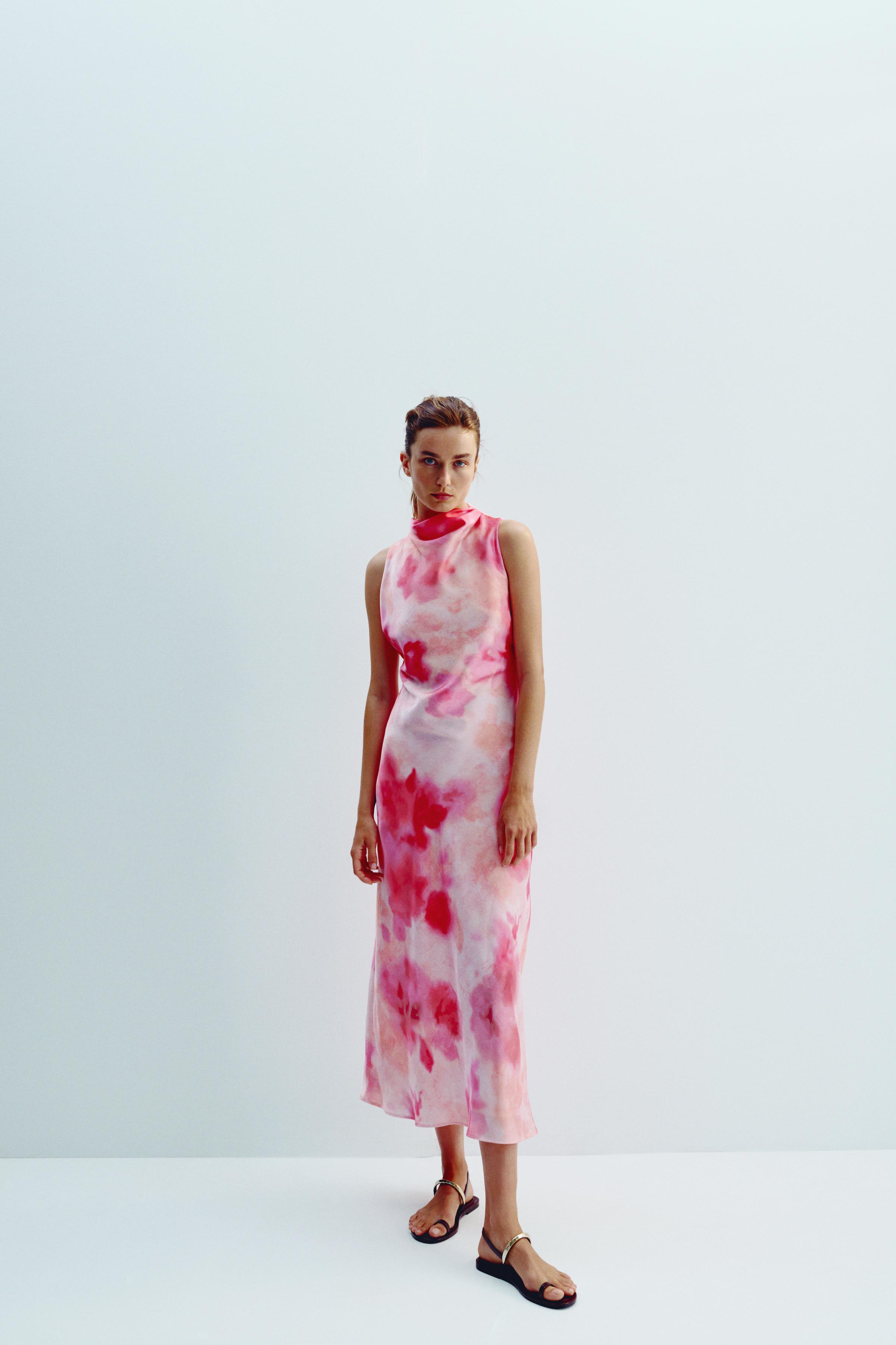 Tie-Dye Satin Midi Dress