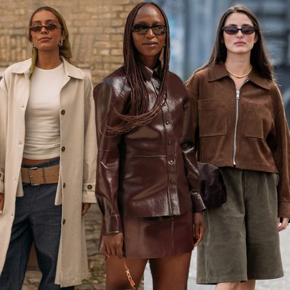 collage of women wearing fall jackets