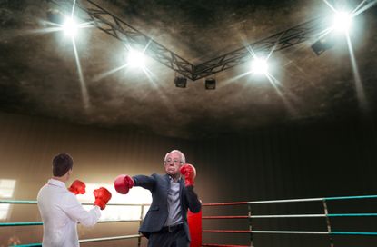 Bernie Sanders wears boxing gloves to fight corporate health care and defend Medicare for All