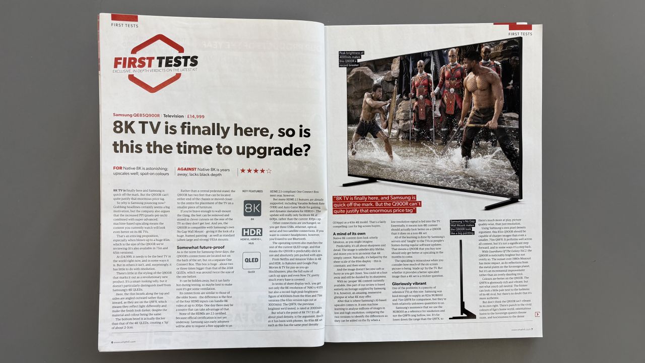 Samsung 8K TV in What Hi-Fi? Awards 2018 issue