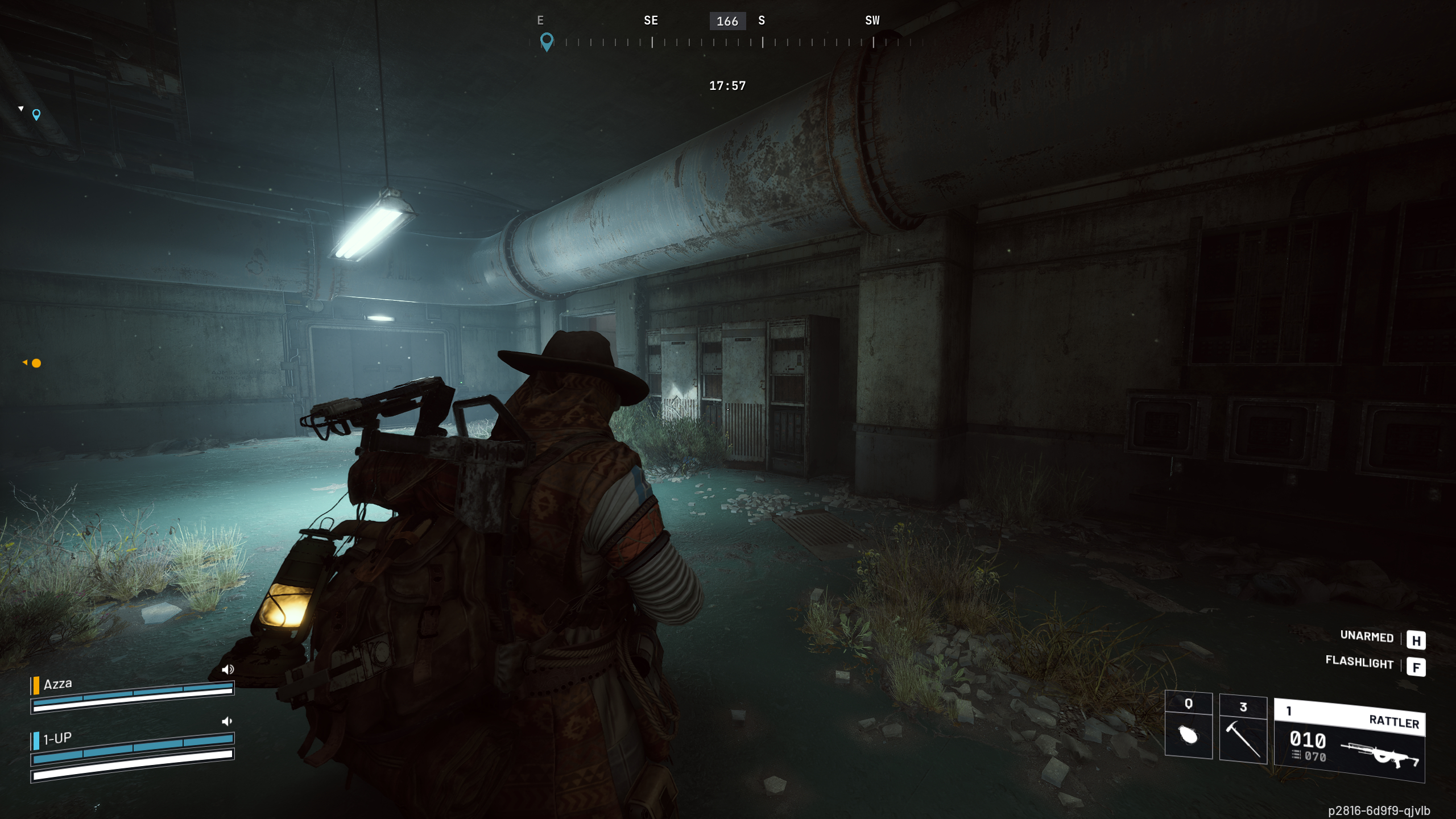 Arc Raiders wires battery locations: A player looking at metal cabinets inside a dark hallway.